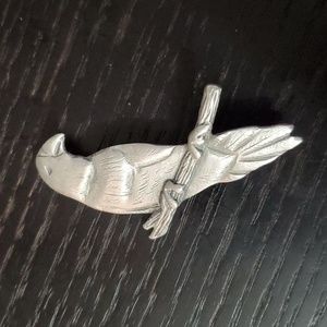 Parrot  Pewter Brooch